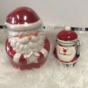 Santa Claus Sugar / cookie jar Ceramic Retro Christmas decor decoration